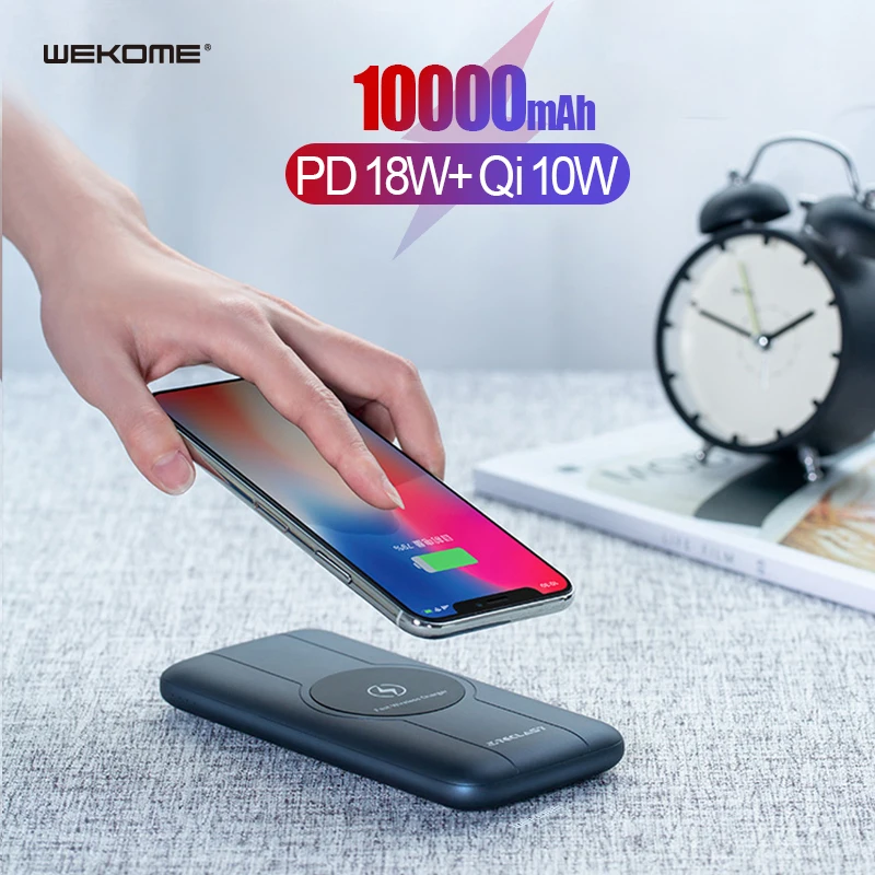 

WK 10000mAh Qi Wireless Charger Power Bank Quick Charge QC 3.0 PD Powerbank For iPhone Xiaomi Huawei Portable External Battery