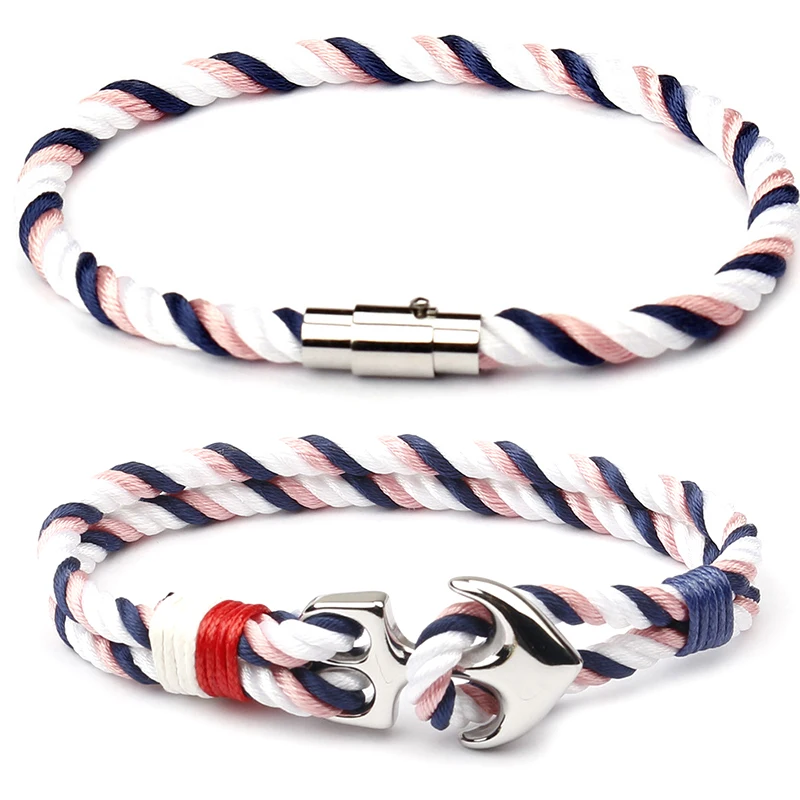 CUTEECO, летние браслеты с якорем для мужчин, для выживания в морском стиле, нержавеющая сталь, веревка, цепь-Паракорд, браслет для мужчин, металлическая упаковка, подарки