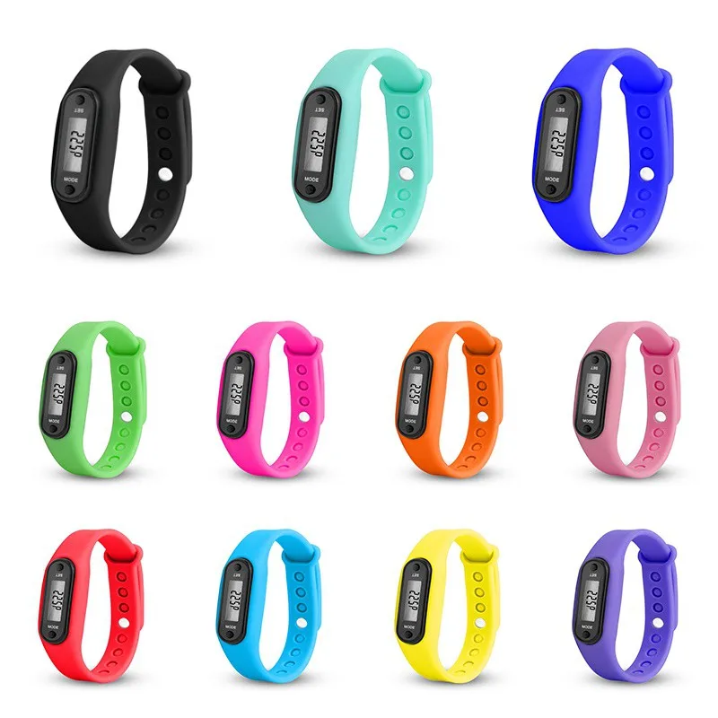 Digital LCD Silicone Run Step Walk DistanceWrist band Pedometer Calorie Counter Wrist Lovers Sport Fitness Multi-function Watch