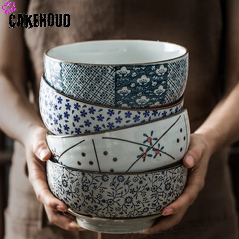 Китайская чаша для лапши 6/7 дюймов, бытовая керамическая посуда, креативные чаши для риса и супа, миска, подходящая для кухонных круп. Суп или макароны