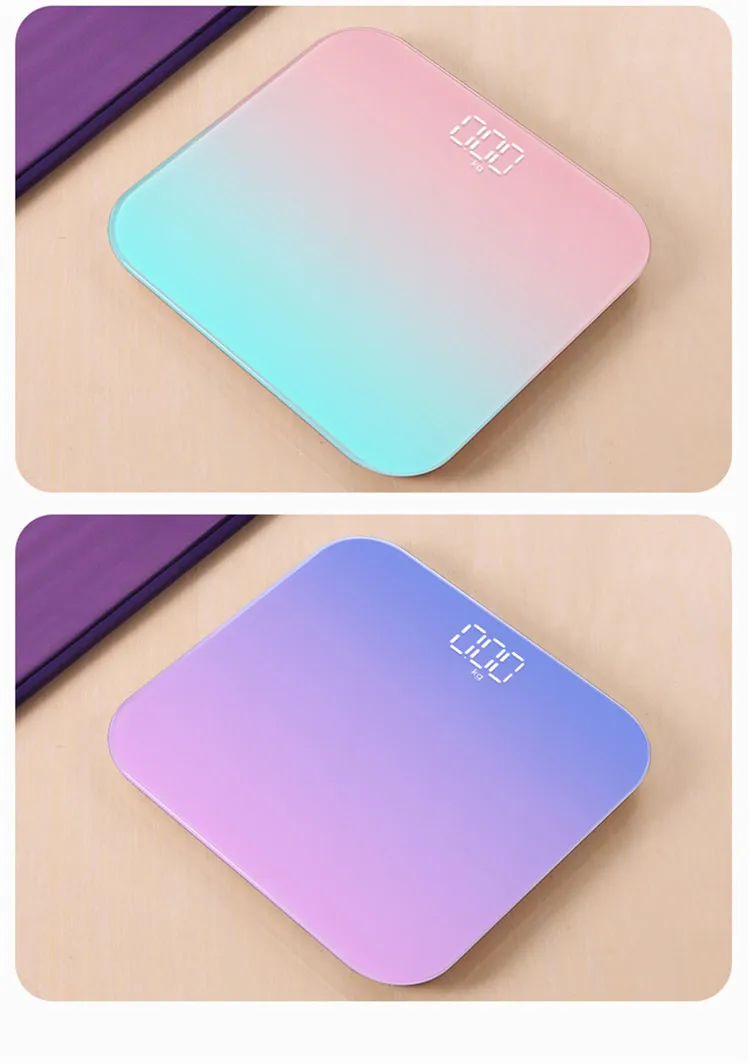180KG Gradients Pink Color Bathroom Scales Floor Digital Scale Body Weight Glass LED Smart Scales Electronic Balance Body Scale
