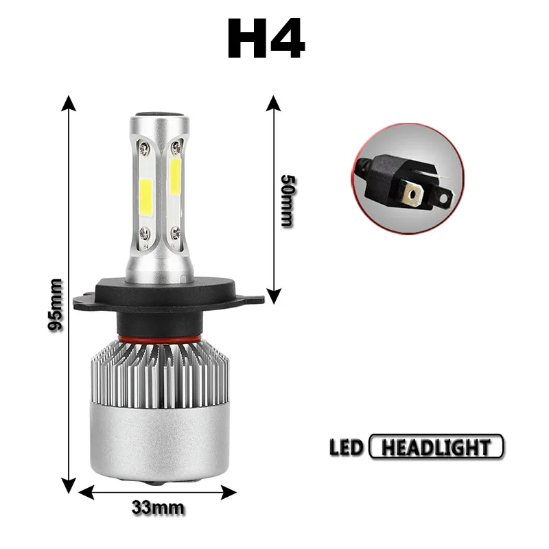 TF30 2X S2 светодиодный фары ламп Conversion Kit огни H1 H3 H4 H7 H8 H11 HB3 HB4 Авто COB автомобильных фар 72 Вт 8000LM 6500K