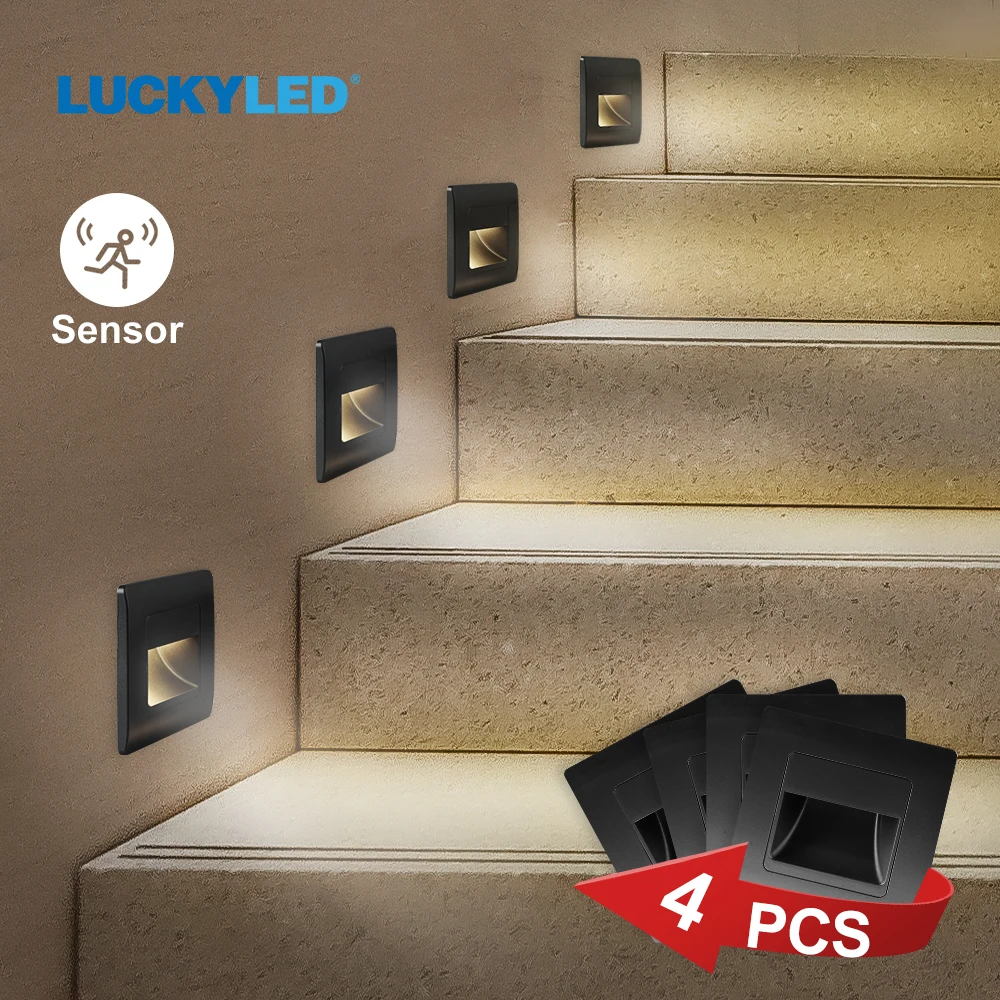 Motion Sensor Light LUCKYLED Recessed Led Wall Light with Motion Sensor AC110V 220V Indoor Stair Case Light Stairway Pathway Hallway Lamp