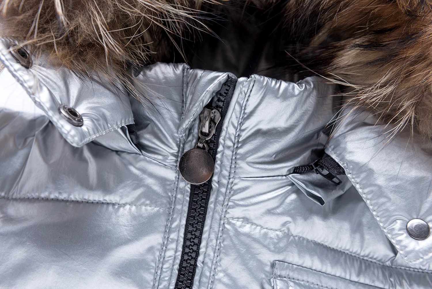 Комплект зимней плотной пуховой куртки для маленьких мальчиков и девочек, теплое Детское пальто с меховым воротником Детский лыжный зимний комбинезон, комплект одежды с серебряными водонепроницаемыми штанами
