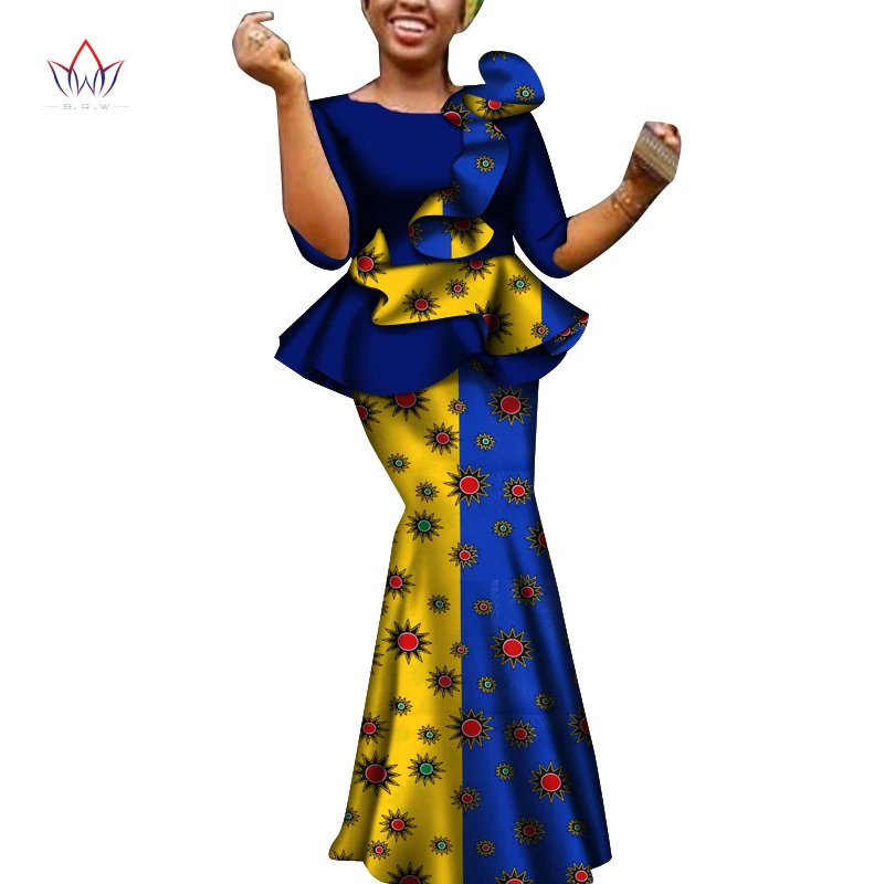 Designer Clothes Women Luxury Top And Skirt Set Bazin Riche New Africa Dashiki Plus Size Women Clothes Set Fashion Style WY6908