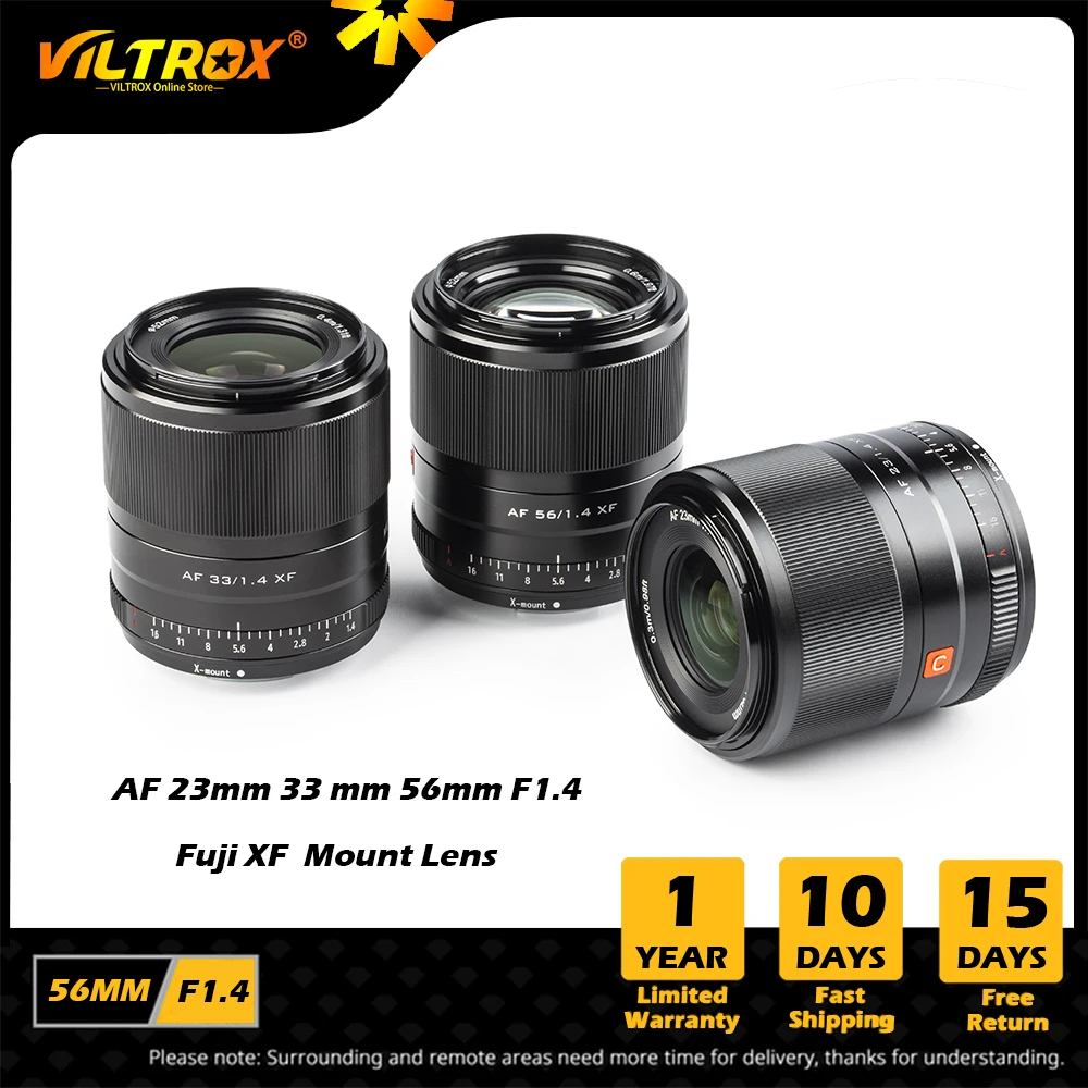 Viltrox F1.4 AF 후지 렌즈, 자동 초점 대형 조리개 APS-C 렌즈, 후지필름 X 마운트 X-T4 X-T20 카메라 렌즈, 13mm, 23mm, 33mm, 56mm