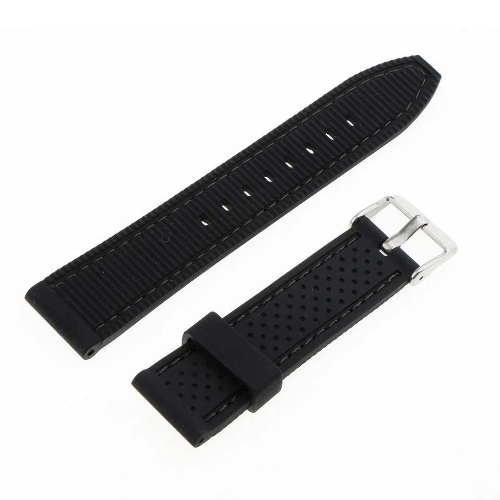 

Silicone Watch Band Replacement Wristband Bracelet Strap with Double Line 22mm-24mm