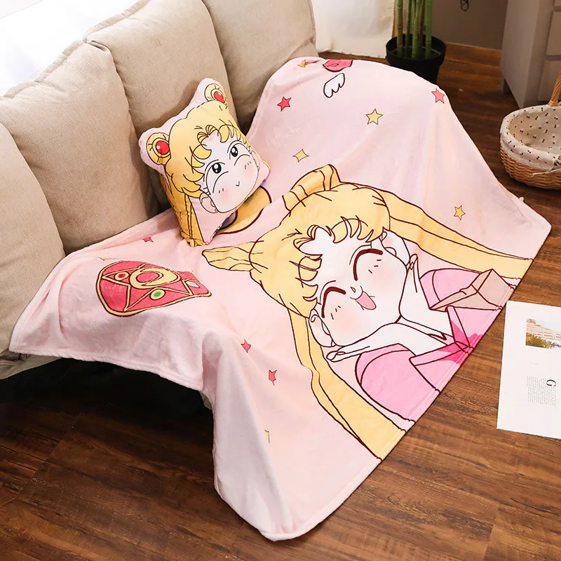 blanket 2in1 A Сейлор Мун плюшевый, с принтом ковер 75 см круглый Луной и звездами; Детский развивающий коврик для ног коврик для Спальня Ванная комната проданы нащего завода - Цвет: blanket 2in1 A