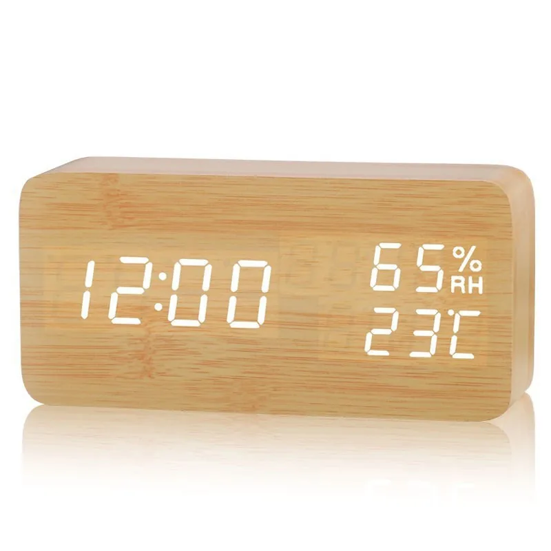Humidity bamboo A Деревянные часы современный Цифровой дный светодиодный стол часы будильники детский электронный таймер календари электронные часы настольные электронные часы электронные настольные часы будильник детский - Цвет: Humidity bamboo A
