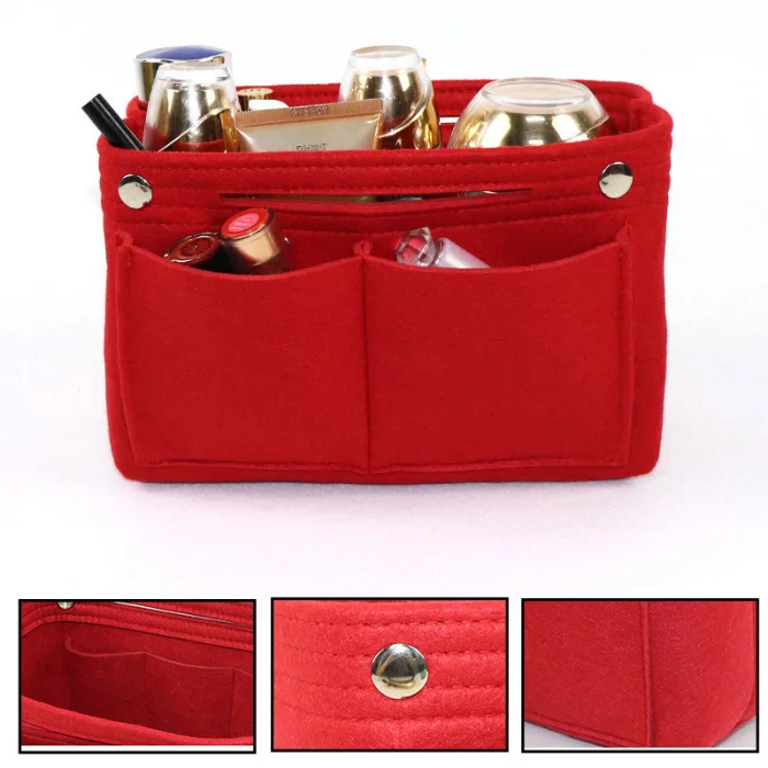 Hot Felt Insert Purse Organizer Handbag Foldable Cosmetic Travel Bag for Women BVN66