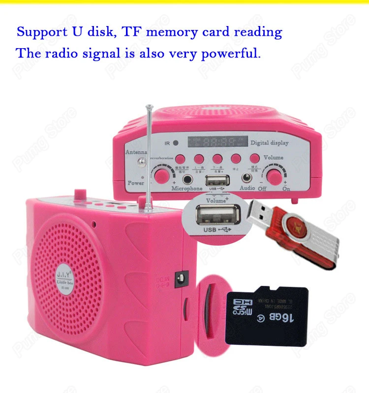 25W High Power Special Amplifier For Teacher Tour Guide External Voice Lound Speaker Headset Microphone Support U Disk/TF Card