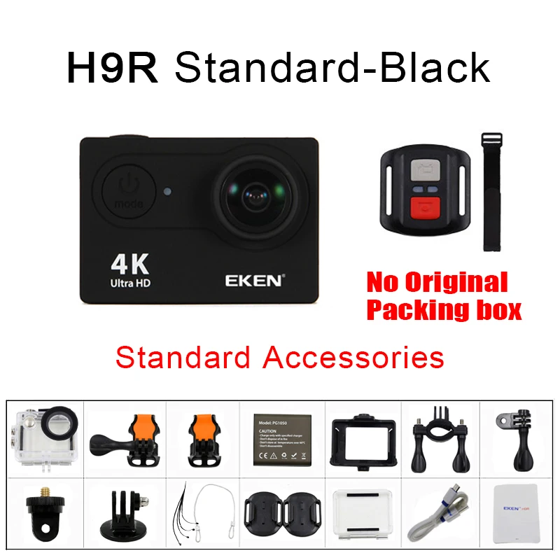 Оригинальная Экшн-камера eken H9/H9R 4K Ultra HD 1080 p/60fps, мини-камера на шлем, WiFi, водонепроницаемая, профессиональная спортивная камера hero 7 yi 4k - Цвет: H9R Black No box