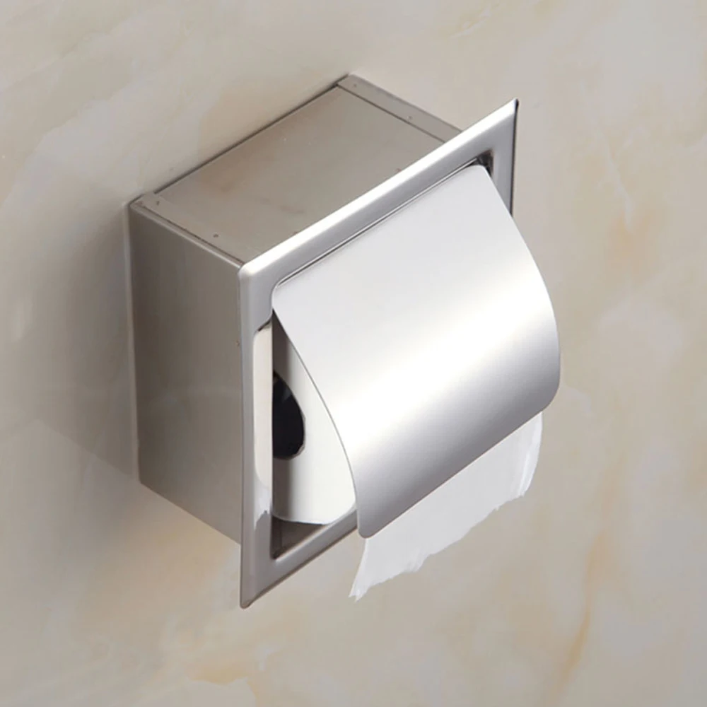 Stainless Steel Concealed Roll Paper Holder Bathroom Kitchen Hardware Toilet Accessories Roll Paper Storage