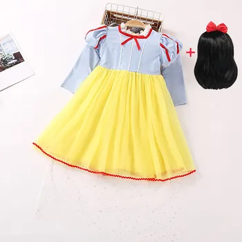 

Snow White Party Wear Kids Autumn Winter Dress Long Sleeve Knee Length Girls Fancy Princess Snow White Cosplay Disguise Costume