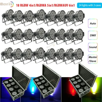 

No tax flightcase 24pcs 18x12W RGBW Led Par Light 4in1 DMX Aluminum 18x18w RGBWAUV 6in1 Wash Effect Par Stage Light 18x15w RGBWA