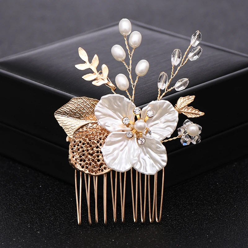 Bride Flower Hair Comb Wedding Hair Ornaments Pearl Small Hair Combs