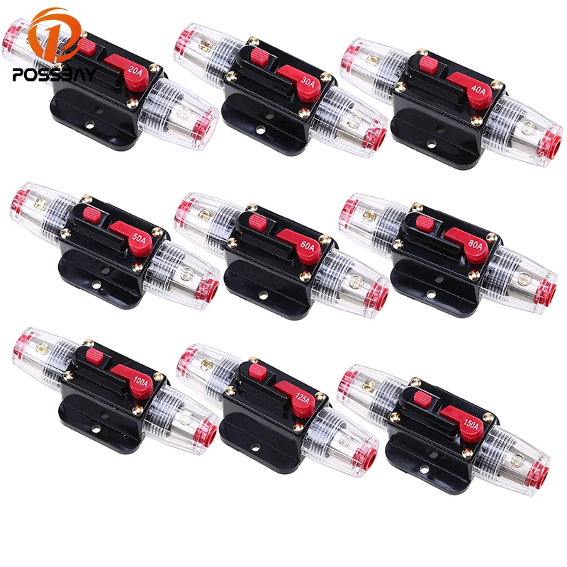 Держатель предохранителя posbay 20A/30A/40A/50A/60A/80A/100A/125A/150A AMP Car Audio Inline Circuit Breaker System Protection