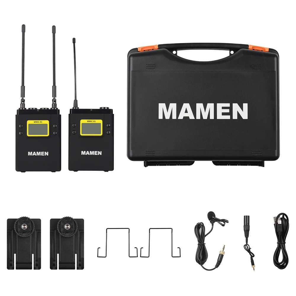 MAMEN WMIC-01 Профессиональный UHF двухканальный цифровой беспроводной микрофон Система один 50 каналов 60 м Диапазон конденсаторный микрофон