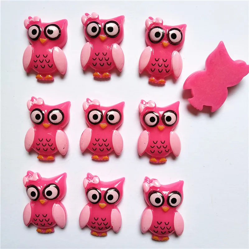 30 pieces of owl flat back resin convex round scrapbook DIY handmade craft accessories
