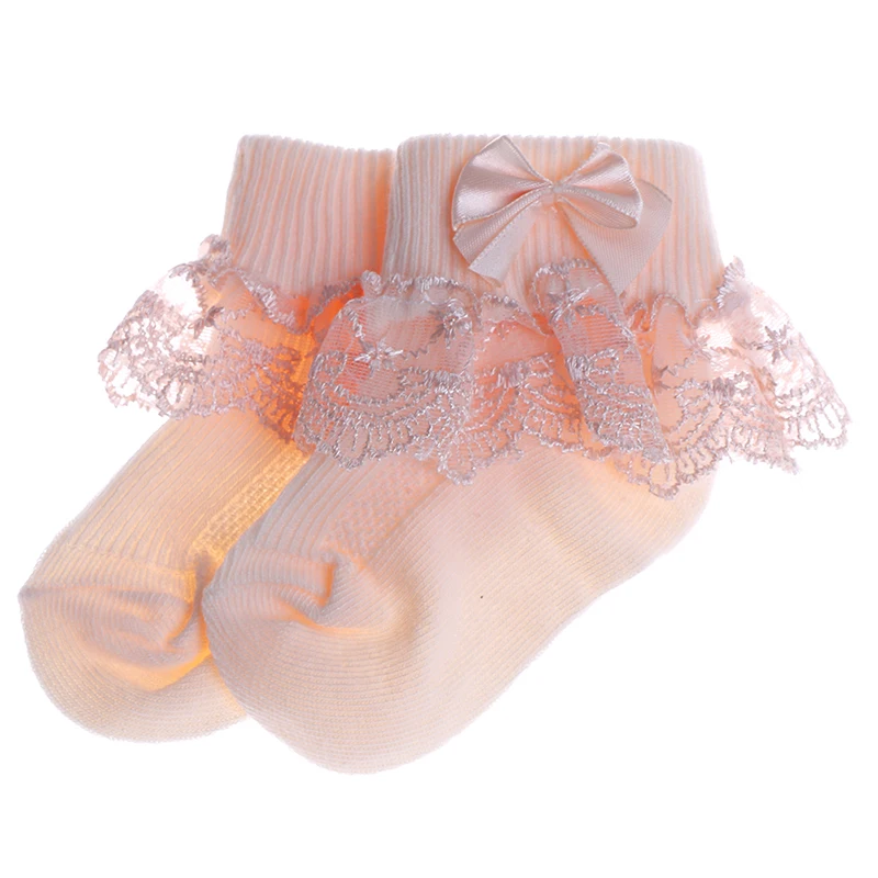 orange size S 1 пара, летние короткие носки в стиле ретро с кружевными рюшами и оборками Детские носки принцессы для маленьких девочек Розничная, 4 цвета - Цвет: orange size S