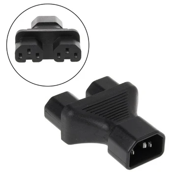 

IEC 320 C14 3-Pin Male To 2X C15 3-Pin Female Plug Converter Y Splitter Adapter