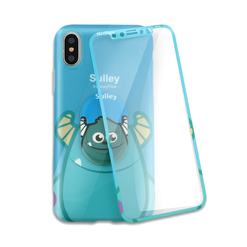 as the picture 3 в 1 милый женский чехол с рисунком Минни Маус для IPhone XS Max XR X 8 7 6 6s Plus, чехол с держателем и стеклянным протектором экрана - Цвет: as the picture