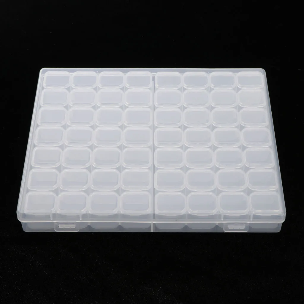 Plastic Cute Clear Storage Box with 56 Grids Jewelry Nail Art Pill Beads Mini Case Jewelry Display