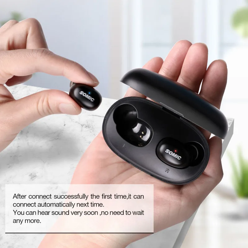 SOMIC W10 TWS bluetooth earphone Wireless bluetooth 5.0 Sports Earbus smart touch LDS Antenna Denoise In-ear Headset For Xiaomi