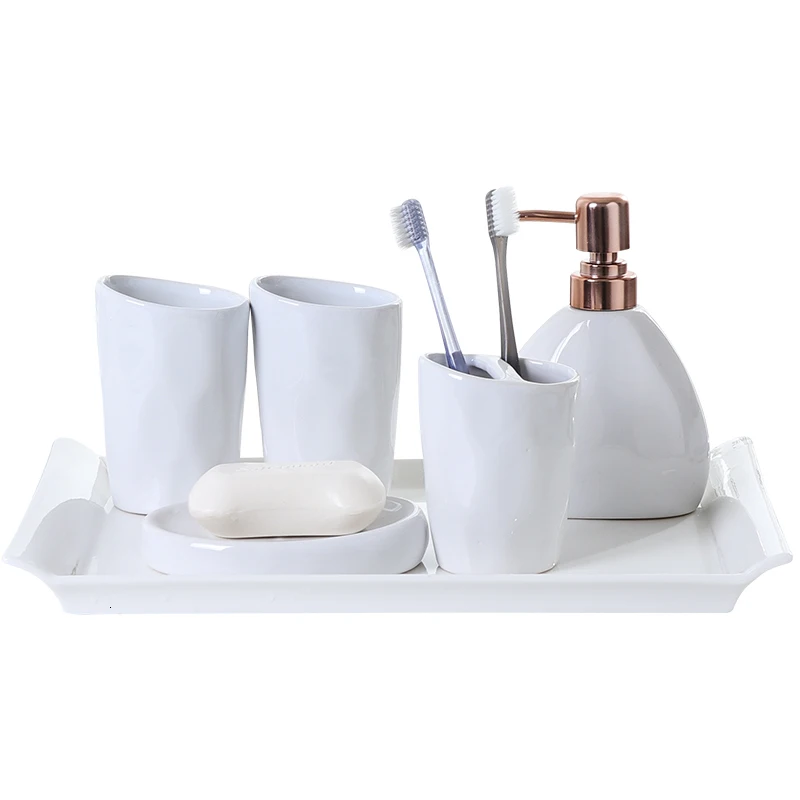 Керамический набор для умывания ванной набор из пяти белых принадлежностей для ванной набор для умывания
