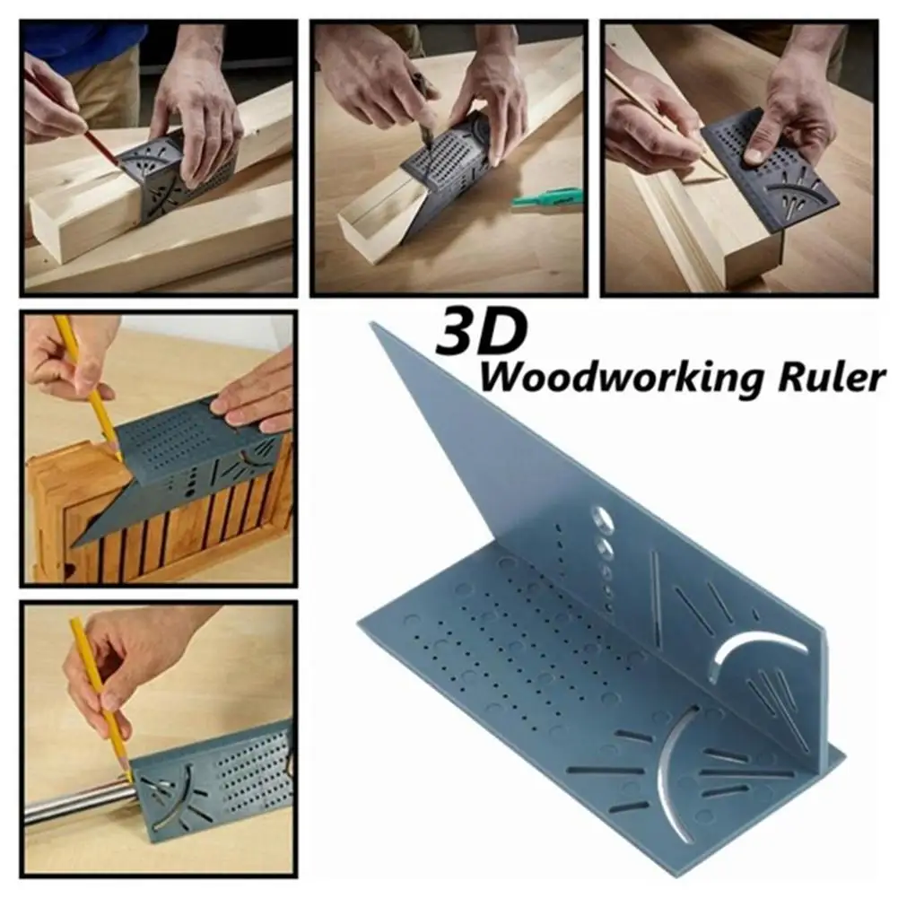 

3D Woodworking Ruler Angle Measuring Square Size Marking Gauge Measure Tool