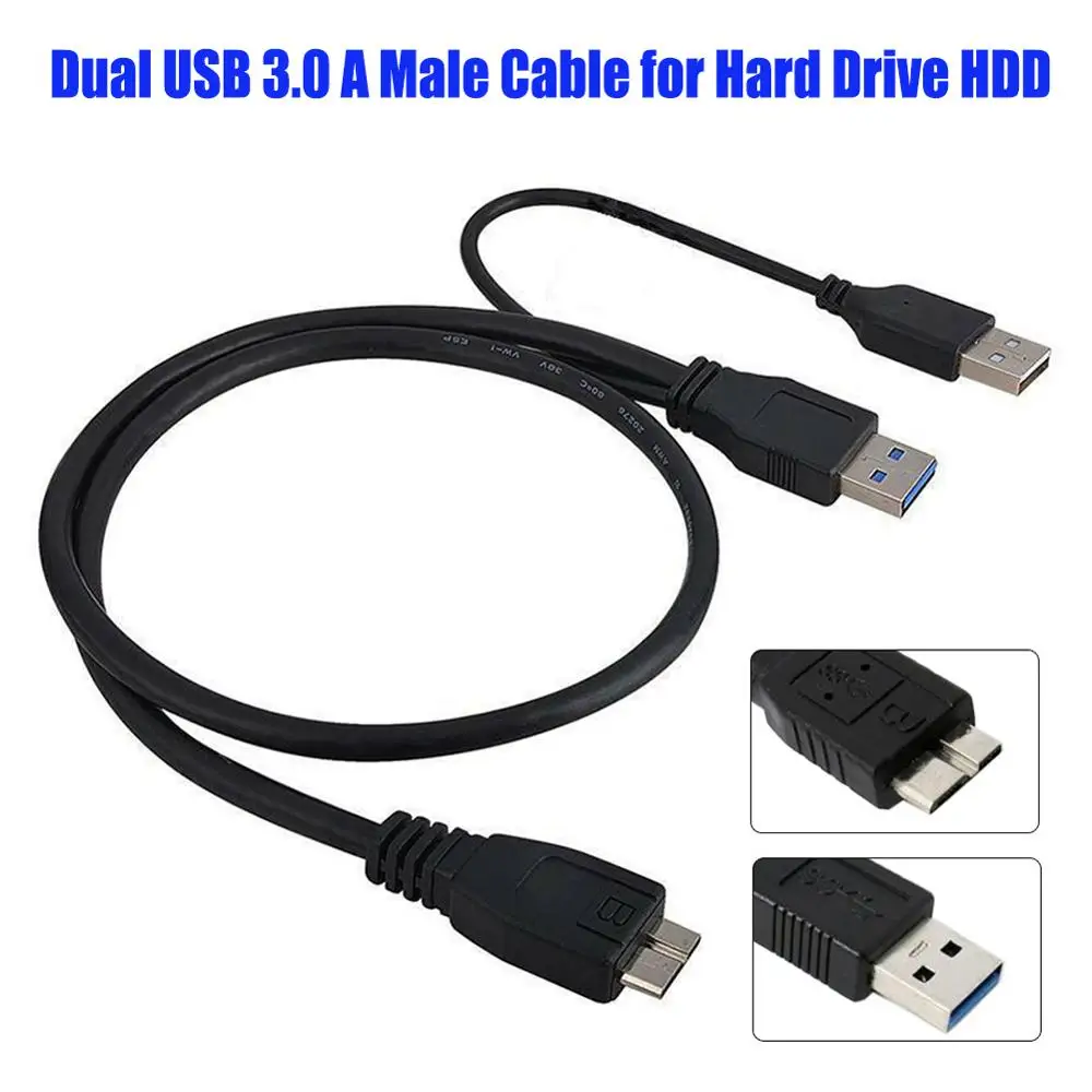 Meget sur svale Tag væk Dual USB 3.0 A Male to Micro-B Male+Male Power Supply Y Cable for 2.5inch  SATA Hard Drive HDD USB3.0 Mobile Hard Disk Cable _ - AliExpress Mobile