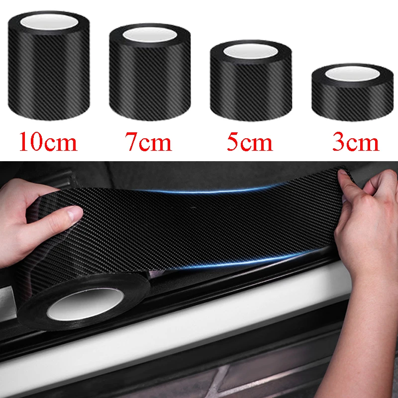 10/5M 3D Carbon Fiber Car Sticker DIY Paste Protector Strip Auto Door Sill Side Mirror Anti Scratch Tape Waterproof Protect Film