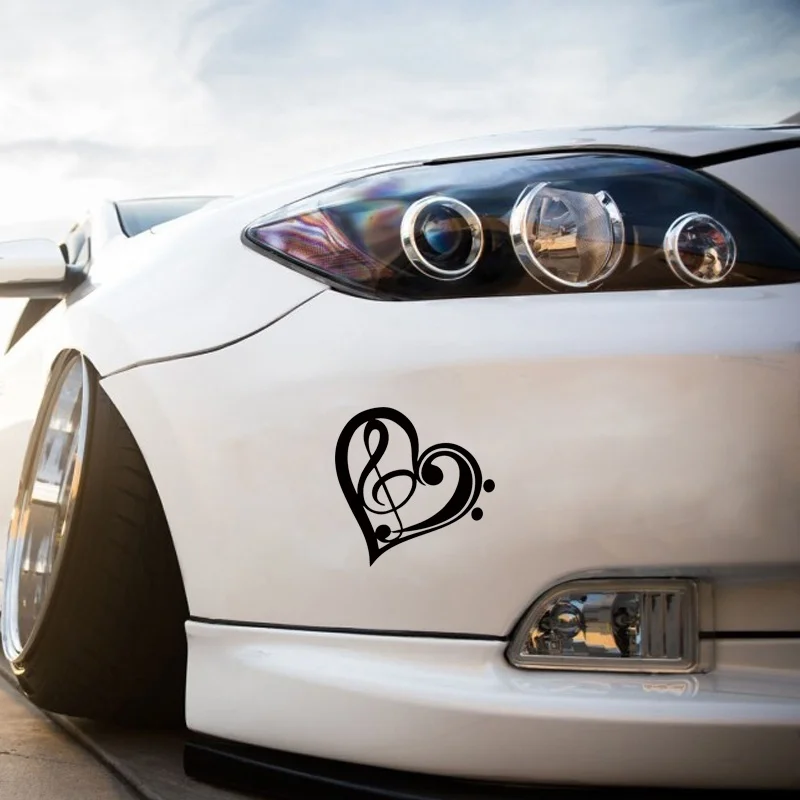 

Bass Treble Clef Heart Musical Notes Vinyl Decal Sticker window Window Bumper Love Music Sticker