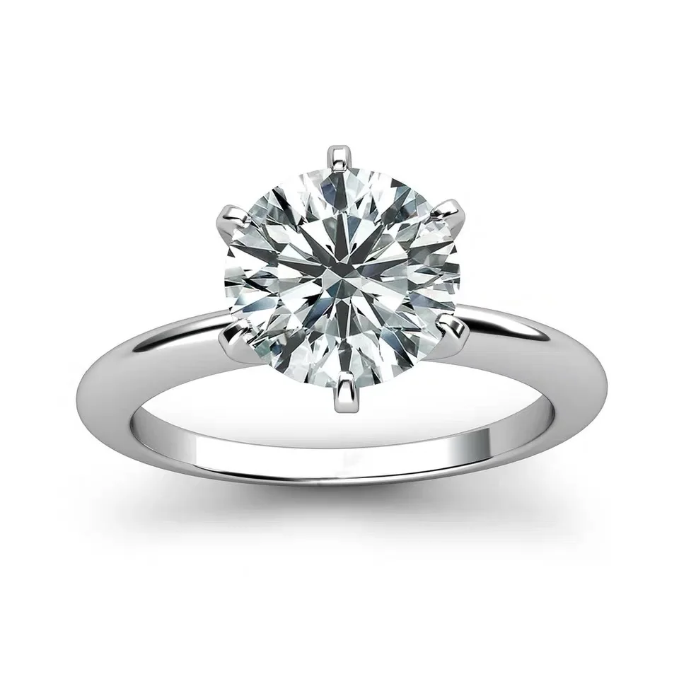 1ct 925 пробы Серебряное кольцо 6,5 мм IJ цвет муассанит кольцо с бриллиантом для предложения блестящая огранка тест положительные шесть когтей