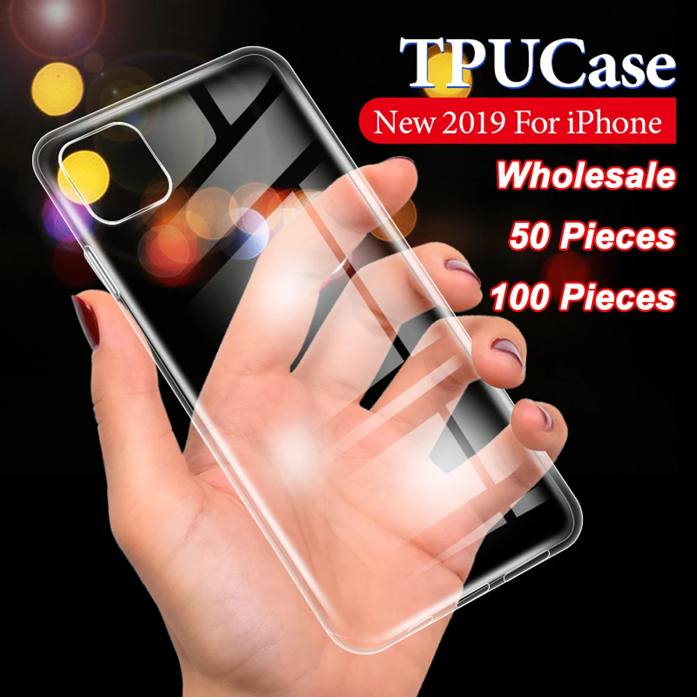 100 шт., чехол для телефона iPhone 11 Pro Max, антидетонационный чехол, мягкий защитный силиконовый из ТПУ, задняя крышка для iPhone 11