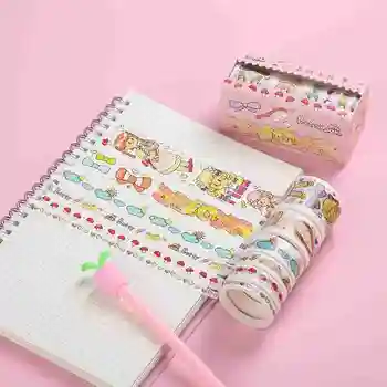 

6 Rolls/set Of Cute And Paper Tape Diy Cutting Book Handbook Diary Decoration Masking Tape School Office Supplies Stationery
