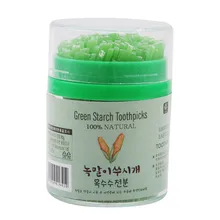 Новая зеленая кристальная кукурузная крахмал зубочистка съедобная Экологически чистая в пластиковой коробке зеленая Коробочная линия зубочисток Хрустальная кукурузная зубочистка
