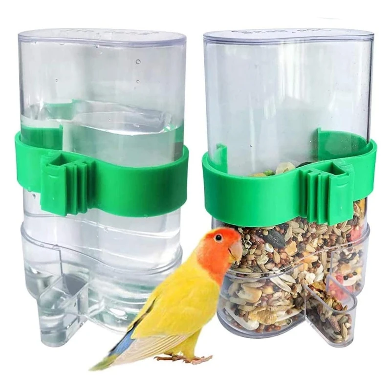 

2Pcs Automatic Bird Feeder Waterer Parrot Food Water Dispenser for Birds Budgies Finch Cockatiels Conure Lovebirds Finch
