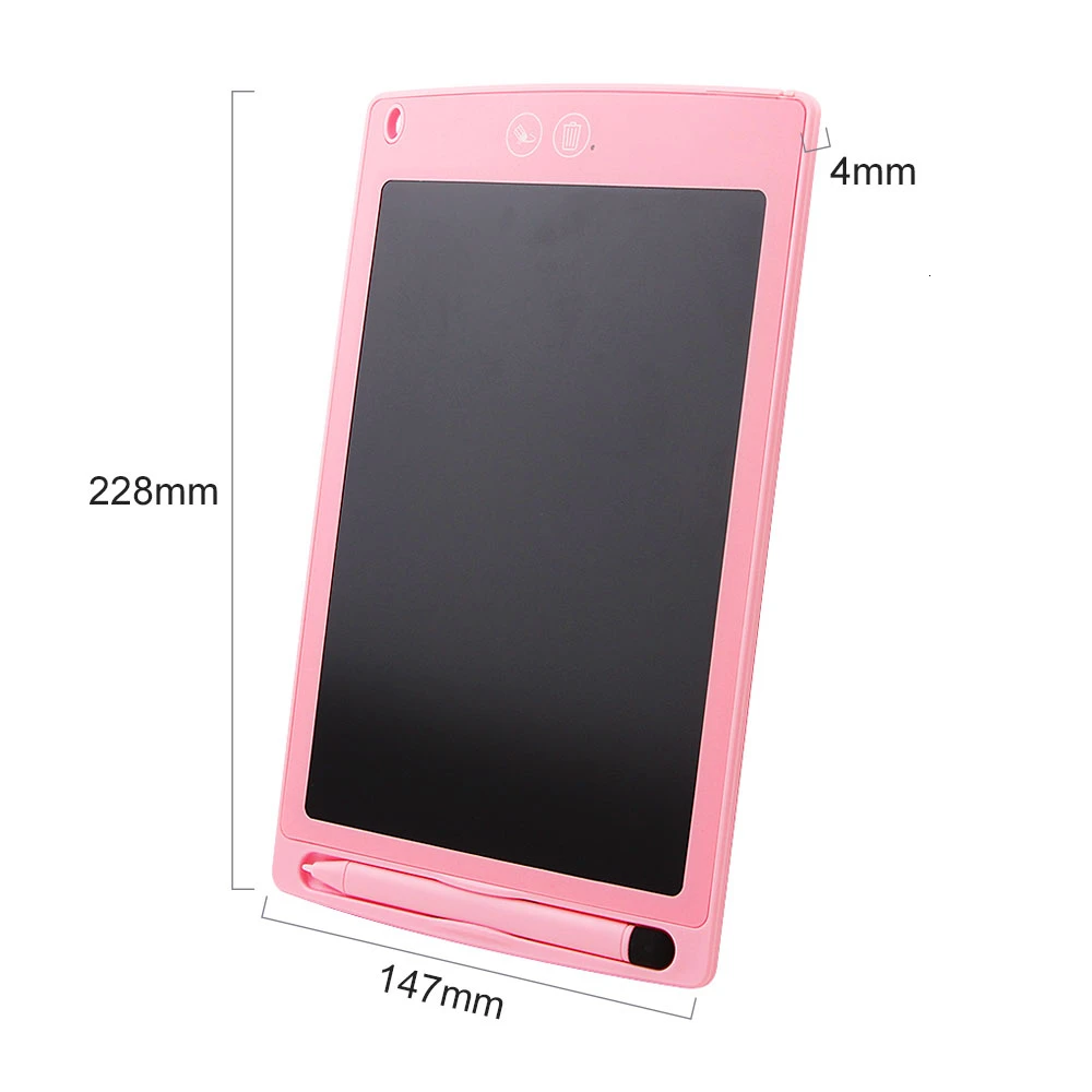 Детский планшет для рисования, игрушки, подарки, 8,5 ''11'' 12 ''lcd Цифровая графическая доска, электронный блокнот для рукописного ввода+ ручка для детей - Цвет: Pink 8.5
