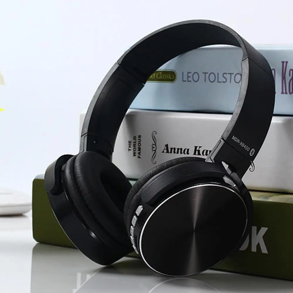Черный FDBRO наушники для компьютера Bluetooth наушники Большие без проводных наушников гарнитура для iPhone Xiaomi Note 7 huawei mate 20 Pro - Цвет: Черный