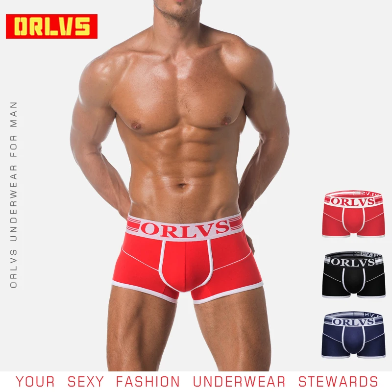 ORLVS брендовые хлопковые сексуальный для Гея Мужское нижнее белье боксеры Удобная