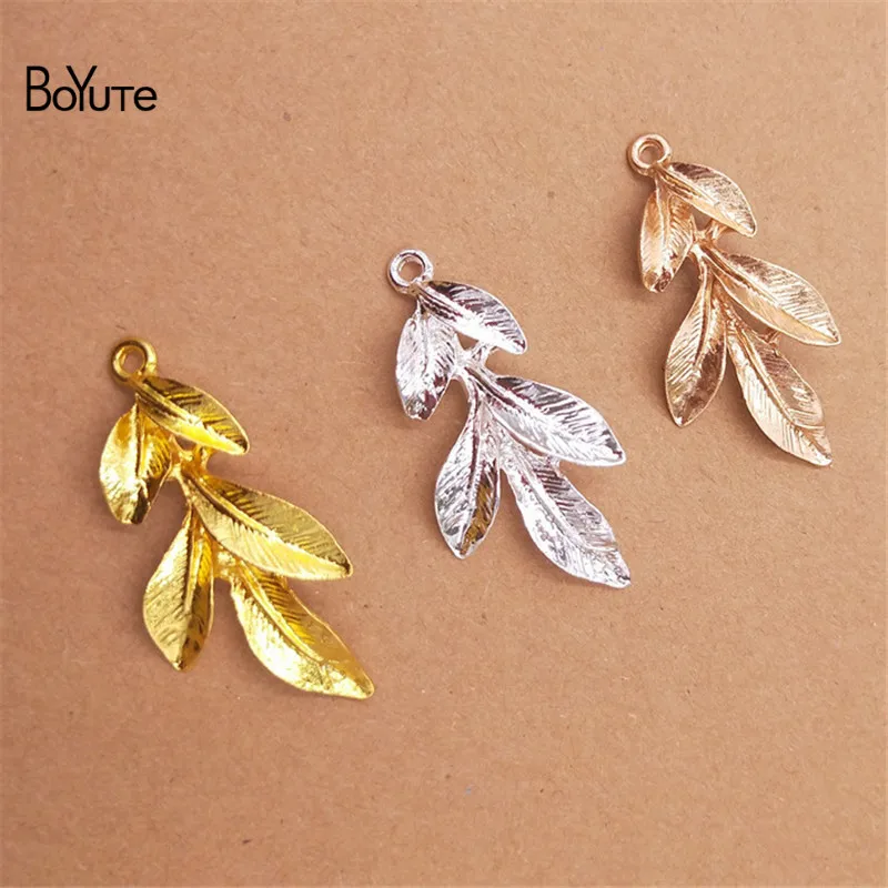 

BoYuTe 20Pcs 22*46MM Metal Alloy Leaf Pendant Materials Diy Hand Made Jewelry Accessories