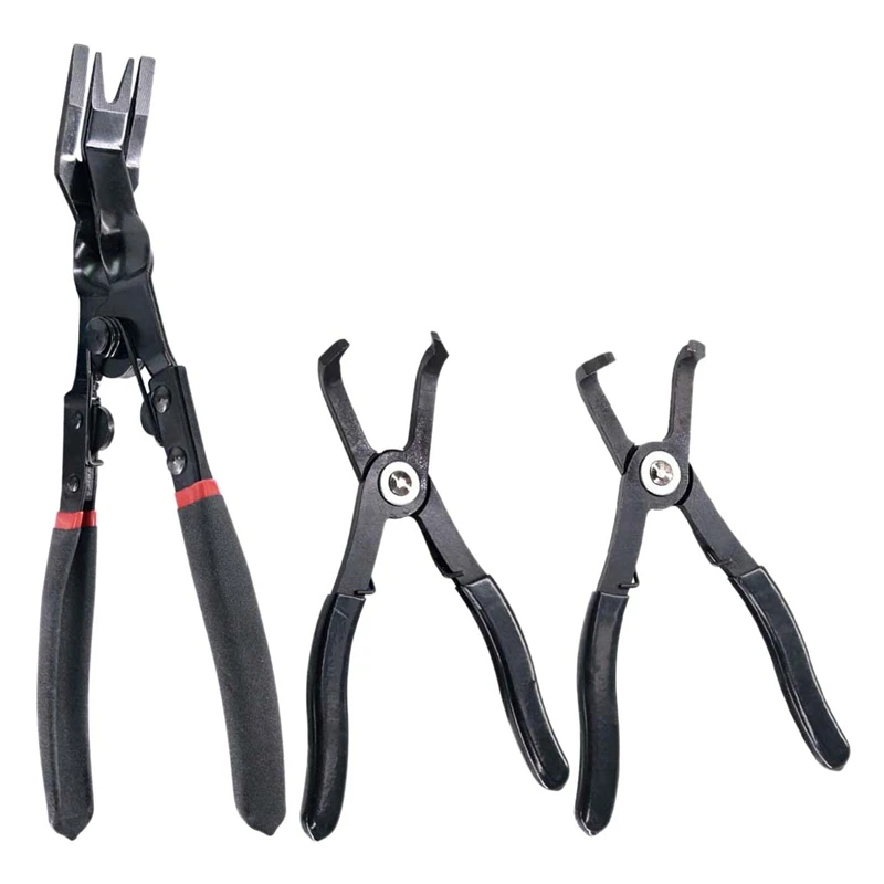 3Pcs Body Clip Removal Pliers Set, 30 Degree and 80 Degree Push Pin Pliers with 1Pcs Upholstery Trim Clip Removal Pliers Panel C
