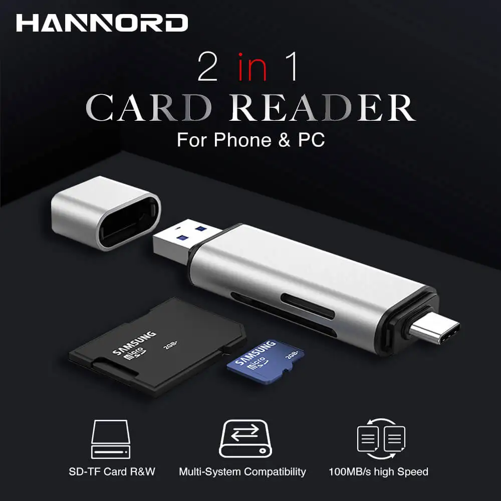 Hannord USB 3,0 кард-ридер Тип C для SD Micro SD TF адаптер для ноутбуков Аксессуары OTG кардридер смарт-карта памяти SD кард-ридер