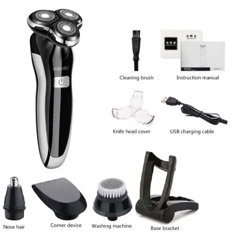 Black 5 in 1 1 комплект электробритва, цифровой ЖК-дисплей, плавающие Вращающиеся Головки, бритва, сухая, влажная, Мужская бритва, триммер для бороды - Цвет: Black 5 in 1