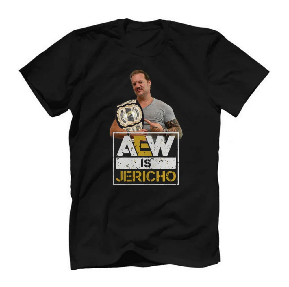 Черные топы AEW Is Jericho All Elite Wrestling футболка Винтажная с круглым вырезом | Мужская