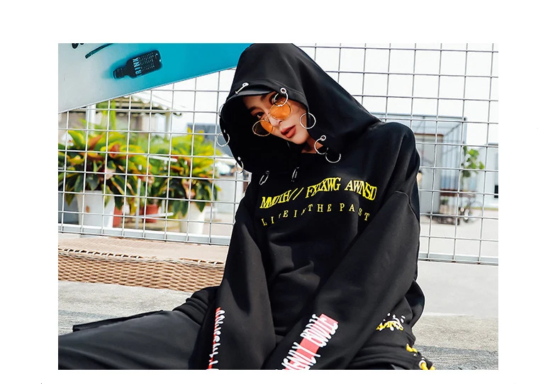 XITAO Женский пуловер с буквенным принтом и блестками, Весенняя мода, корейский стиль, свободный воротник с капюшоном, DMY2439