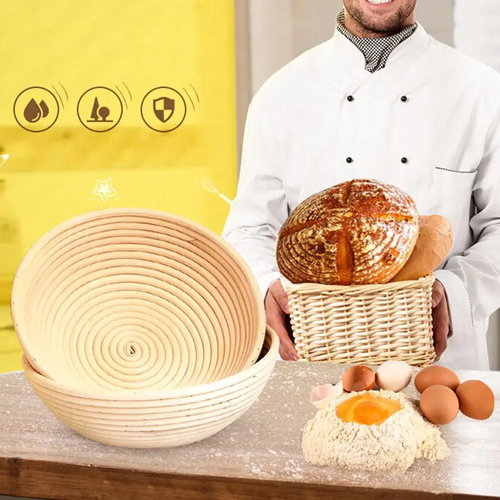 Fermentation Rattan Basket Baking Utensils Round Bread Basket Cloth Cover Home Kitchen Baker Bakery Torrefaction Tool bread fermentation basket