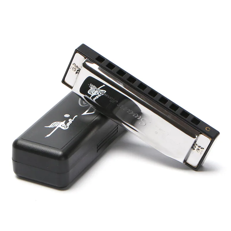 

Silver Swan Harmonica 10 Holes 20 Tone Key C Silver Color Blues Jazz Rock Folk Music Musical Instrument Diatonic Harp Training