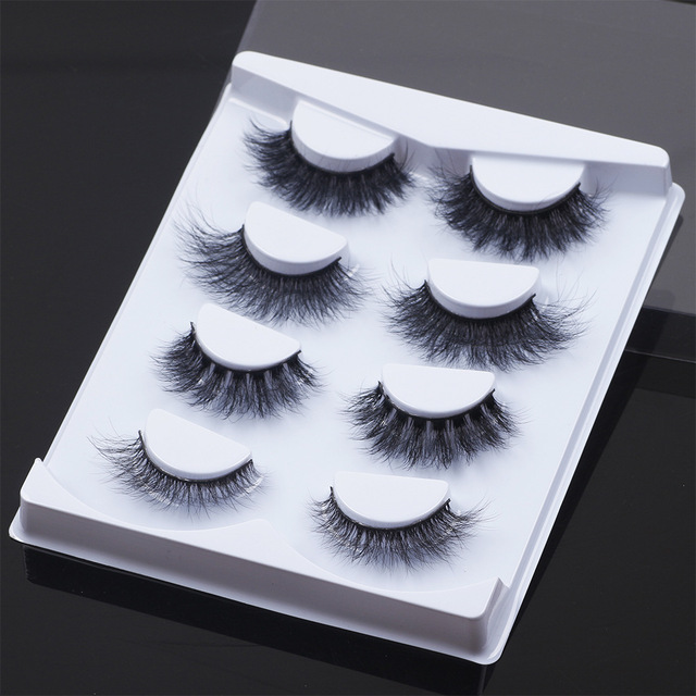 4Pair 3D Mink Eyelashes Fluffy Dramatic Eyelashes Makeup Wispy Mink Lashes Natural Long False Eyelashes Thick Fake Lashes